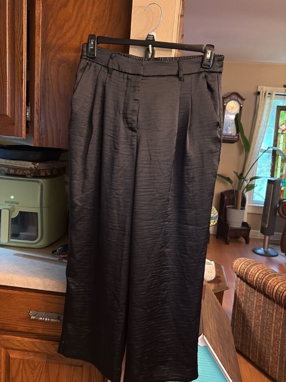 Simply Vera Vera Wang Black Satin Elastic Back Wide Leg Trousers 10